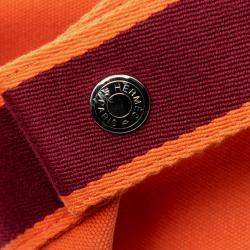 Pre Owned Hermes Orange Red Small Toile Bride A Brac Case