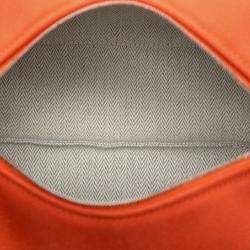 Pre Owned Hermes Orange Red Small Toile Bride A Brac Case