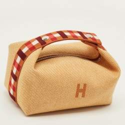 Pre Owned Hermès Bride-a-Brac Carre Small Fauve Merino Wool Pouch