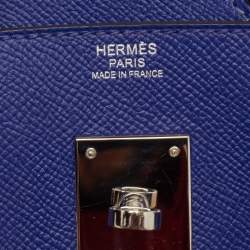 Pre Owned Hermes Birkin 30 Palladium Finish Bleu Electrique Epsom Leather Tote