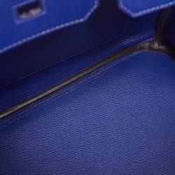 Pre Owned Hermes Birkin 30 Palladium Finish Bleu Electrique Epsom Leather Tote