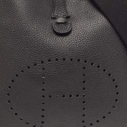 Pre Owned Hermes Evelyne III PM Noir Taurillon Clemence Leather Shoulder Bag