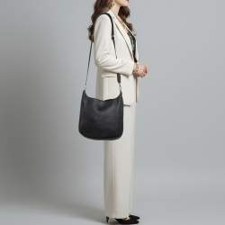 Pre Owned Hermes Evelyne III PM Noir Taurillon Clemence Leather Shoulder Bag