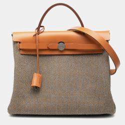 Pre Owned حقيبة هيرمس هيرباغ زيپ 31 ڤاش هنتر كريس بني أسود قماش