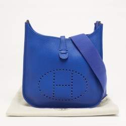 Pre Owned Hermes Evelyne III PM Bleu Electrique Taurillon Clemence Leather Shoulder Bag