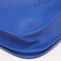 Pre Owned Hermes Evelyne III PM Bleu Electrique Taurillon Clemence Leather Shoulder Bag