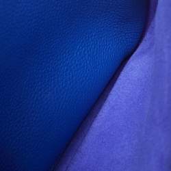 Pre Owned Hermes Evelyne III PM Bleu Electrique Taurillon Clemence Leather Shoulder Bag
