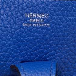 Pre Owned Hermes Evelyne III PM Bleu Electrique Taurillon Clemence Leather Shoulder Bag