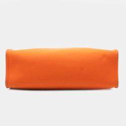 Pre Owned Hermes Brown Orange Toile Herbag Zip 31