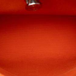 Pre Owned Hermes Brown Orange Toile Herbag Zip 31