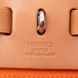 Pre Owned Hermes Brown Orange Toile Herbag Zip 31