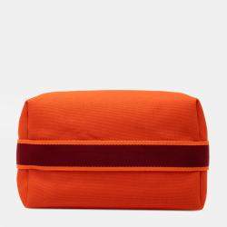 مملوكة مسبقًا Hermes Orange Red Large Toile Bride A Brac