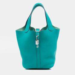 Pre Owned Hermes Blue Clemence Picotin Lock 18