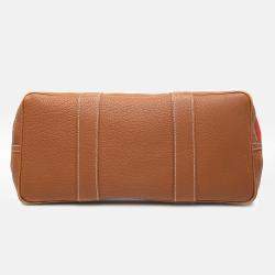 Pre Owned Hermes Brown Toile and Negonda Striped Garden Party 36