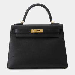 Pre Owned Hermes Kelly Sellier Black Epsom Size 28
