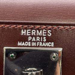 Pre Owned Hermes Kelly Sellier Noisette Box Calf Leather Size 28
