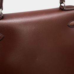 Pre Owned Hermes Kelly Sellier Noisette Box Calf Leather Size 28