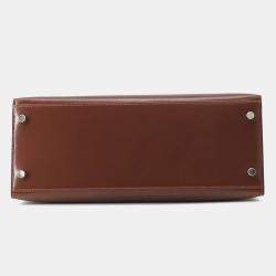 Pre Owned Hermes Kelly Sellier Noisette Box Calf Leather Size 28
