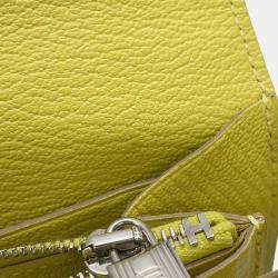 Pre Owned Hermes Kelly Wallet Long Lime Chevre Myzore Goatskin