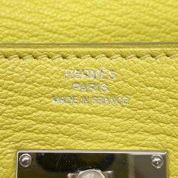 Pre Owned Hermes Kelly Wallet Long Lime Chevre Myzore Goatskin