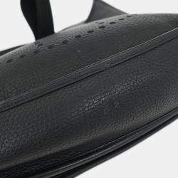 Pre Owned Hermes Black Taurillon Clemence Evelyne 3 GM Shoulder Bag