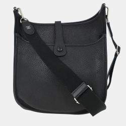 Pre Owned Hermes Black Taurillon Clemence Evelyne 3 GM Shoulder Bag