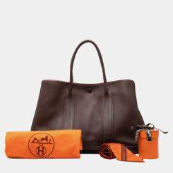 Pre Owned حقيبة هيرمس براون أورانج سوفت وسيلك بولدوك تويلي جاردن بارتي 30