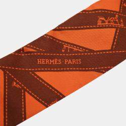 Pre Owned حقيبة هيرمس براون أورانج سوفت وسيلك بولدوك تويلي جاردن بارتي 30