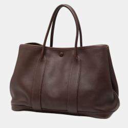 Pre Owned حقيبة هيرمس براون أورانج سوفت وسيلك بولدوك تويلي جاردن بارتي 30