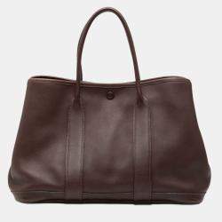 Pre Owned Hermes Brown Orange Swift and Silk Bolduc Twilly Garden Party 30