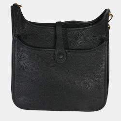 Pre Owned حقيبة هيرمس إيفلين III كلمنس سوداء إكسسوار ذهبي PM