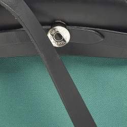 Pre Owned Hermès Herbag Zip 31 Malachite/Noir Militaire Toile and Vache Hunter Top Handle Bag