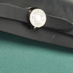 Pre Owned Hermès Herbag Zip 31 Malachite/Noir Militaire Toile and Vache Hunter Top Handle Bag