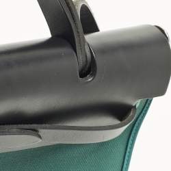 Pre Owned Hermès Herbag Zip 31 Malachite/Noir Militaire Toile and Vache Hunter Top Handle Bag
