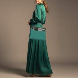 Pre Owned Hermès Herbag Zip 31 Malachite/Noir Militaire Toile and Vache Hunter Top Handle Bag