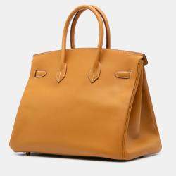Pre Owned Hermes Brown Vache Natural Birkin Retourne 35