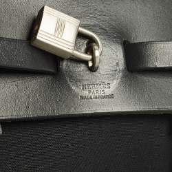 Pre Owned Hermes Herbag 2-in-1 Black Canvas and Vache Hunter Leather Backpack