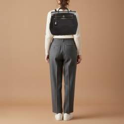 Pre Owned Hermes Herbag 2-in-1 Black Canvas and Vache Hunter Leather Backpack