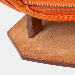 Pre Owned Hermes Brown Orange Toile Herbag Zip 31