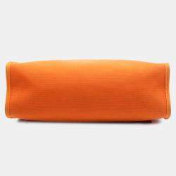 Pre Owned Hermes Brown Orange Toile Herbag Zip 31