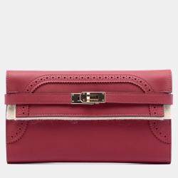 مملوكة مسبقًا محفظة هيرمس كيلي لونغ حليات حمراء سويفت