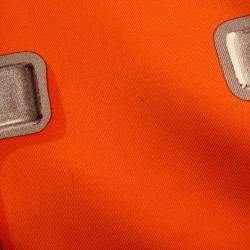 Pre Owned Hermes Orange White Silk and Barenia Vif Argent Silky City 38