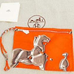 Pre Owned Hermes Orange White Silk and Barenia Vif Argent Silky City 38
