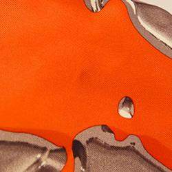 Pre Owned Hermes Orange White Silk and Barenia Vif Argent Silky City 38