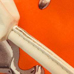 Pre Owned Hermes Orange White Silk and Barenia Vif Argent Silky City 38