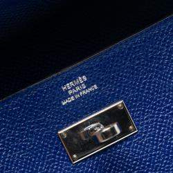 Pre Owned Hermes Blue Epsom Kelly Trifold Long Wallet