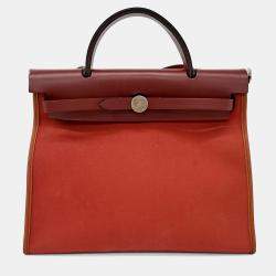 مملوكة مسبقًا Hermes Red Canvas and Leather NEW ZIP Herbag Small