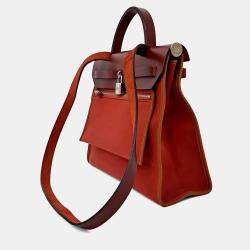 مملوكة مسبقًا Hermes Red Canvas and Leather NEW ZIP Herbag Small