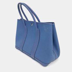Pre Owned Hermes Blue Fabric Garden Party 36