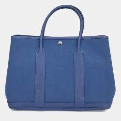 Pre Owned Hermes Blue Fabric Garden Party 36